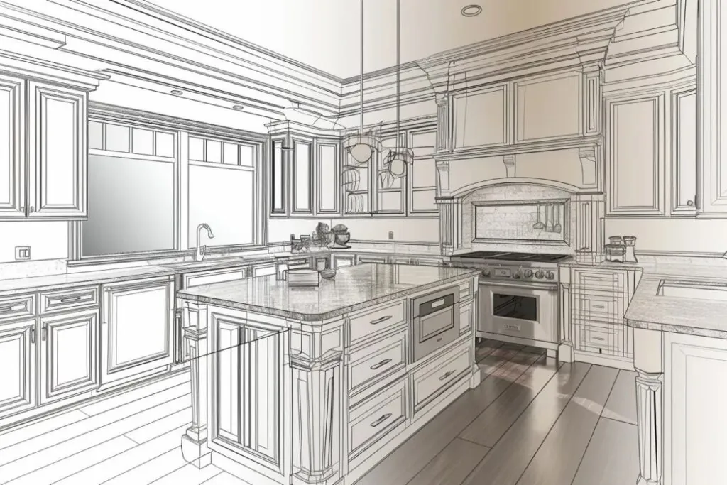 sketch to determine the average cost for a kitchen remodel