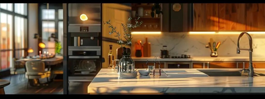 a newly installed kitchen island with modern appliances and sleek design