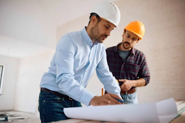 Home remodeling contractor looking at the plan in santa fe nm